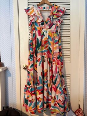 CROSBY by Mollie Burch Multicolor Abstract Print Maxi Dress